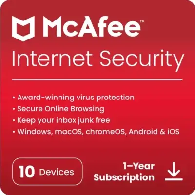 McAfee Internet Security Antivirus 2024 10 Device 1 Year
