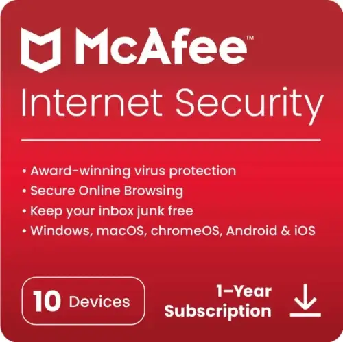 McAfee Internet Security Antivirus 2024 10 Device 1 Year